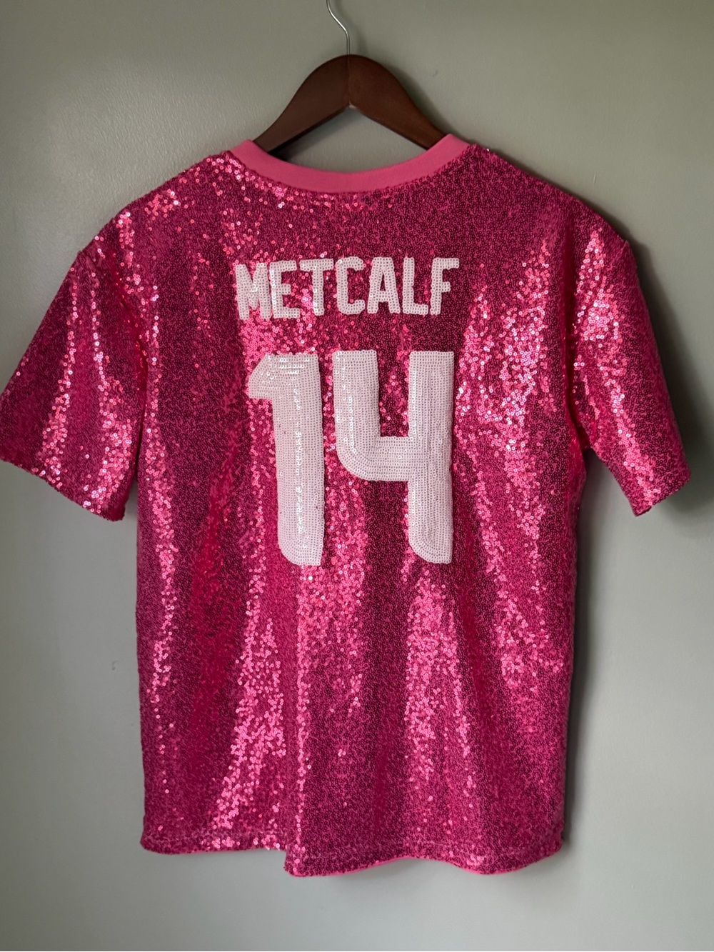 Sequin Pink Seattle Seahawks DK Metcalf Girls Short-Sleeve Top